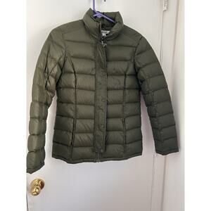 DKNY Women’s Quilted Down Puffer Jacket Olive Green Size XS
